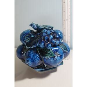 Vtg. INARCO Blue Mood Indigo Cookie Candy Jar With Lid E2375